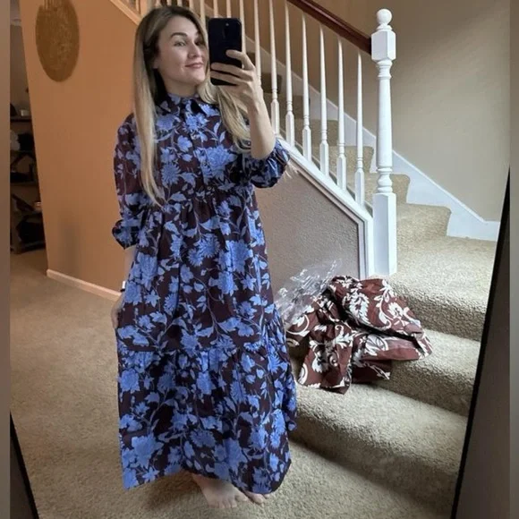 NWT! Anthropologie The Bettina Tiered Shirt Dress by Maeve - Size SMALL PETITE🍍 - Picture 8 of 10
